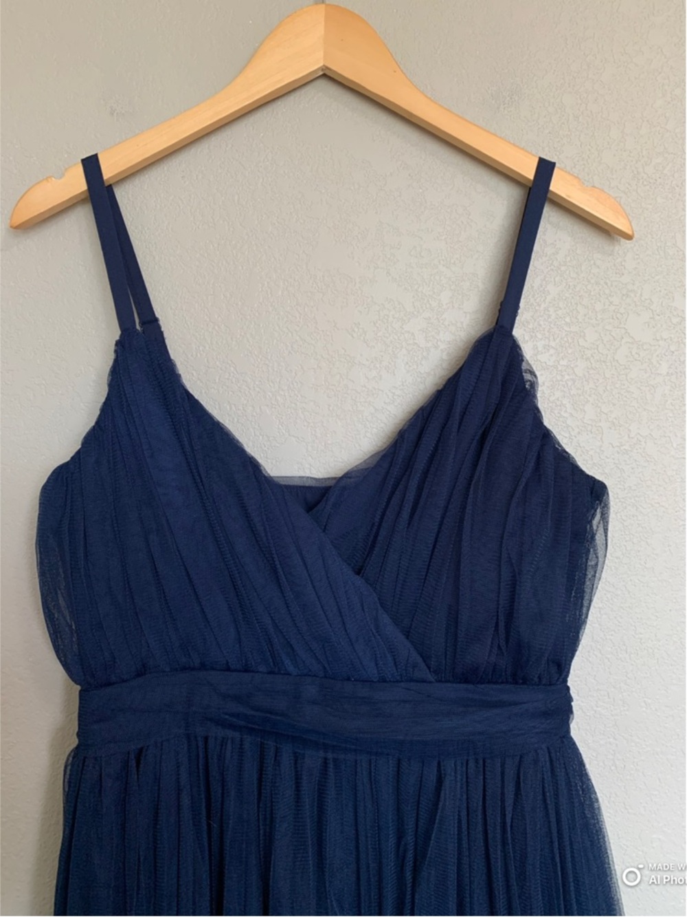 Lulus Large Exemplary Aura Navy Blue Tulle Surplice Midi Dress NWT - Picture 4 of 17